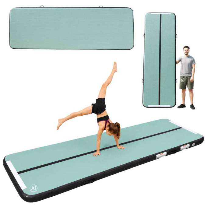 Air Track Gymnastics Mat Exercise Mat Pump Green