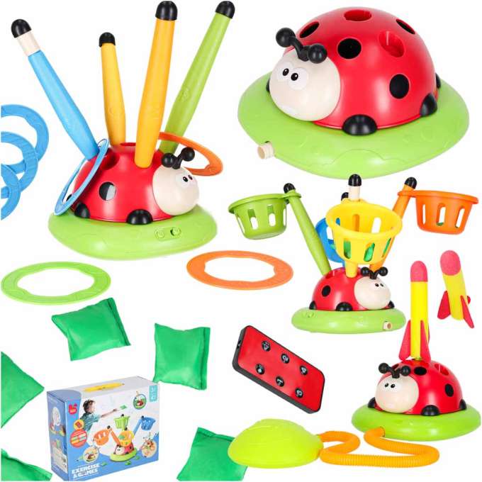 Arcade game for children jump rope launcher target throw ladybug 4-in-1