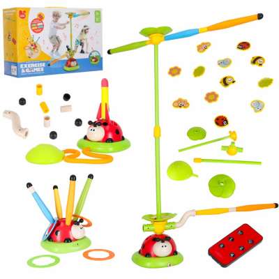 Arcade game for children spinning pole target throwing ladybug 5-in-1