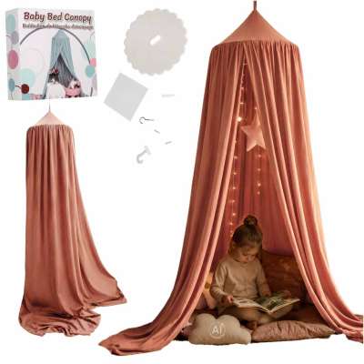 Baby canopy over crib curtain tent tipi hanging dark pink