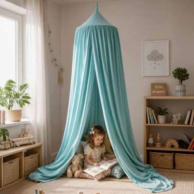 Baby canopy over crib curtain tent tipi hanging green