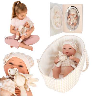 Baby doll baby with carrier mascot rabbit beige