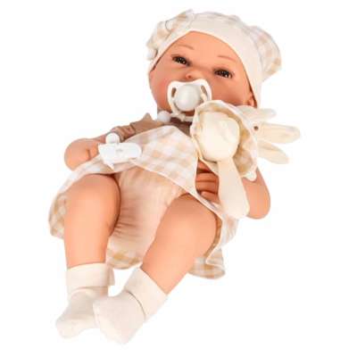 Baby doll baby with carrier mascot rabbit beige