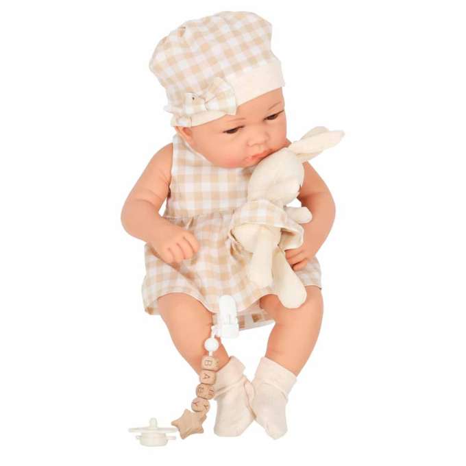 Baby doll baby with carrier mascot rabbit beige