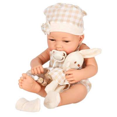 Baby doll baby with carrier mascot rabbit beige
