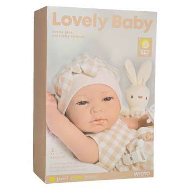Baby doll baby with carrier mascot rabbit beige