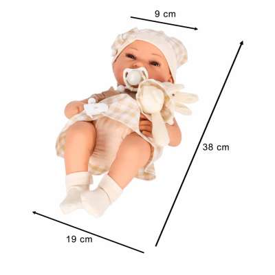 Baby doll baby with carrier mascot rabbit beige