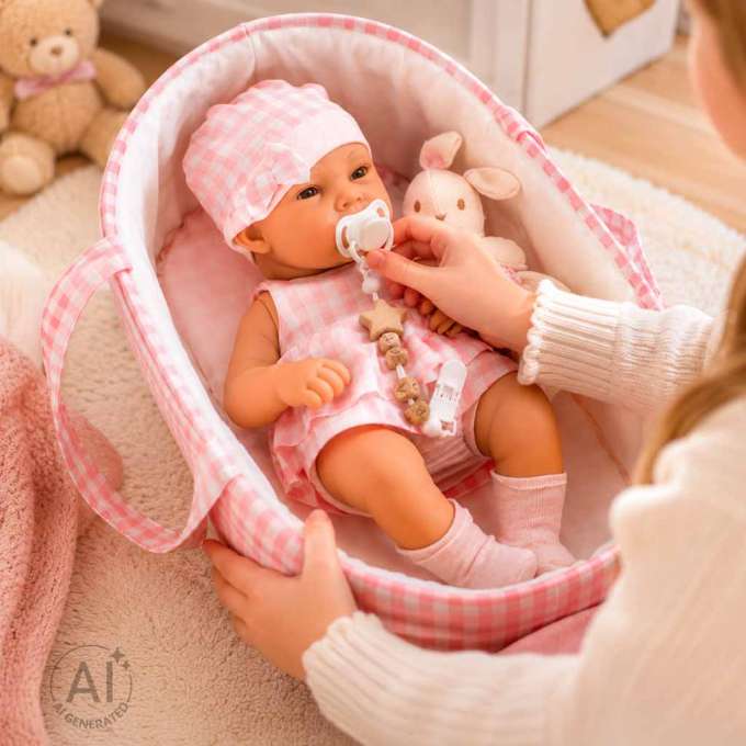 Baby doll baby with carrier mascot rabbit pink