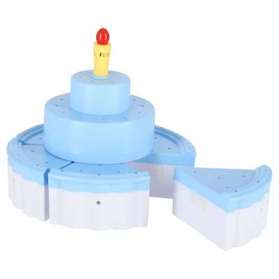 Birthday cake three-story velcro cutting cake music light 117 pieces blue