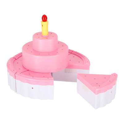 Birthday cake three tier velcro cutting cake music light 117 pieces pink