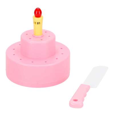 Birthday cake three tier velcro cutting cake music light 75 pieces pink