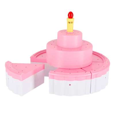 Birthday cake three tier velcro cutting cake music light 75 pieces pink