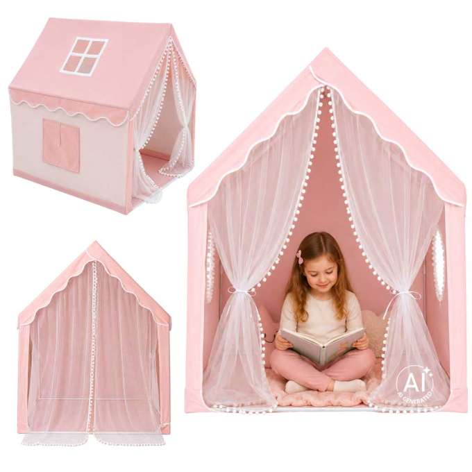 Children's play tent foldable orange for the kids' room