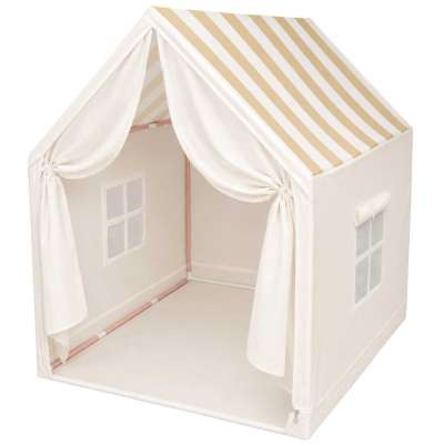 Children's play tent foldable yellow with stripes for the kids' room