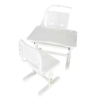 Children's school desk adjustable chair LED lamp USB white