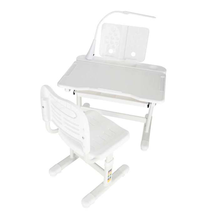 Children's school desk adjustable chair LED lamp USB white