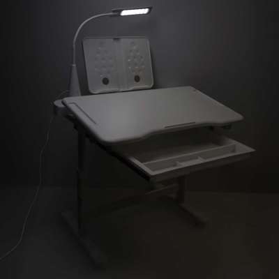 Children's school desk adjustable chair LED lamp USB white