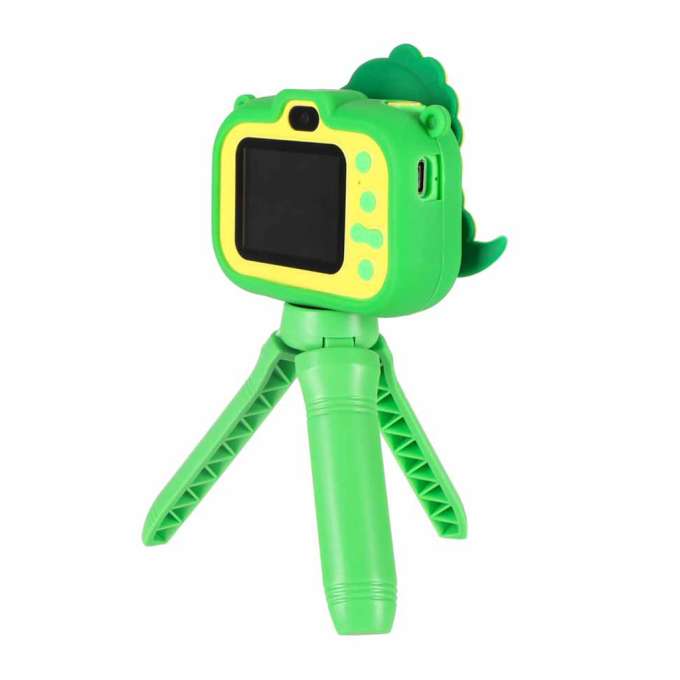 Digital camera for kids on a tripod dinosaur green
