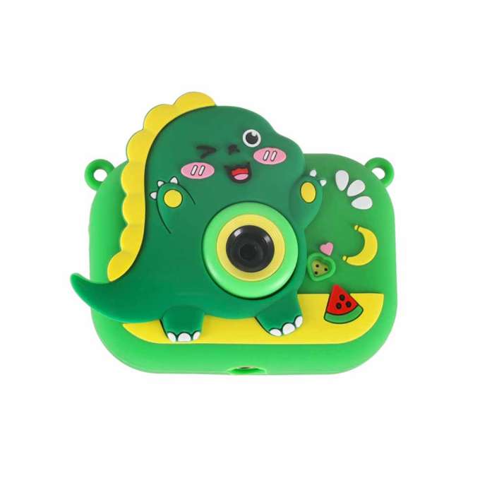 Digital camera for kids on a tripod dinosaur green