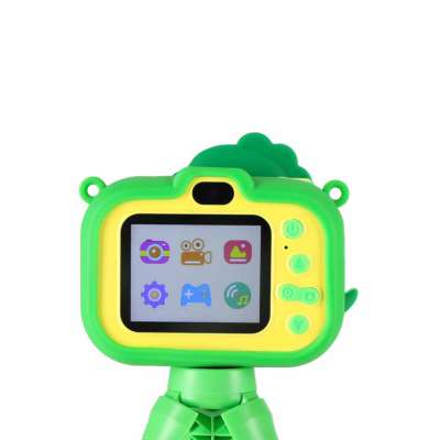 Digital camera for kids on a tripod dinosaur green