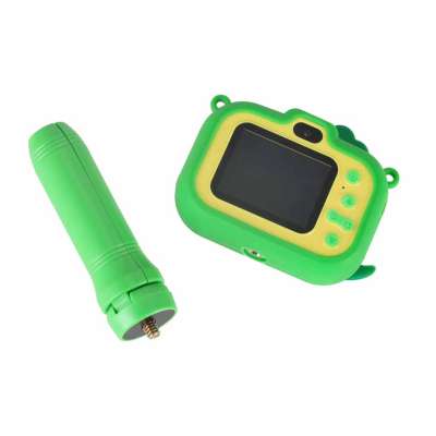 Digital camera for kids on a tripod dinosaur green