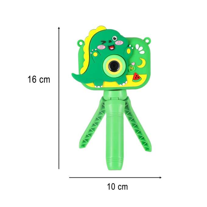 Digital camera for kids on a tripod dinosaur green