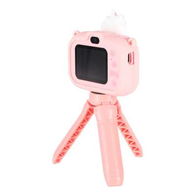 Digital camera for kids on tripod unicorn pink