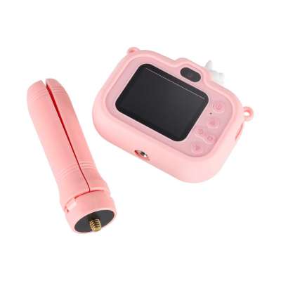 Digital camera for kids on tripod unicorn pink