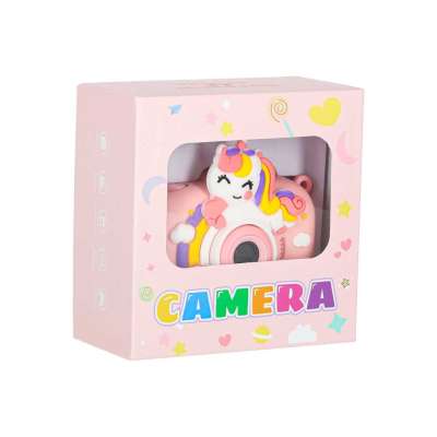 Digital camera for kids on tripod unicorn pink