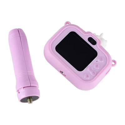 Digital camera for kids on tripod unicorn purple