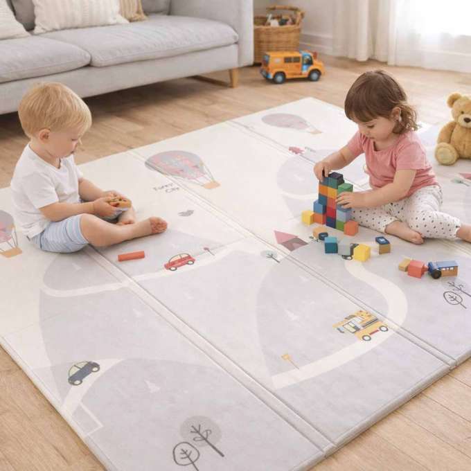 Educational foam mat double-sided foldable 150x200cm balloons street