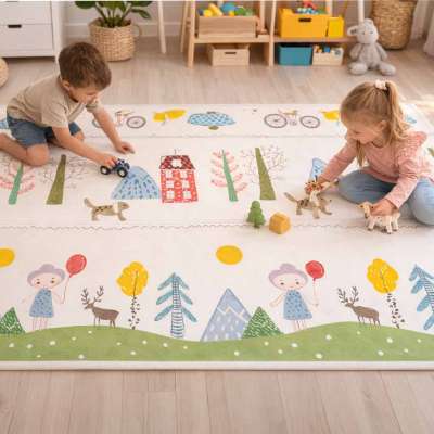 Educational foam mat double-sided foldable 150x200cm teddy bear trees