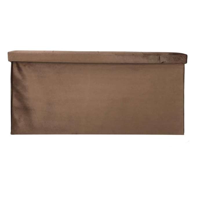 Foldable velour ottoman with under-seat storage 76x38x38 cm brown