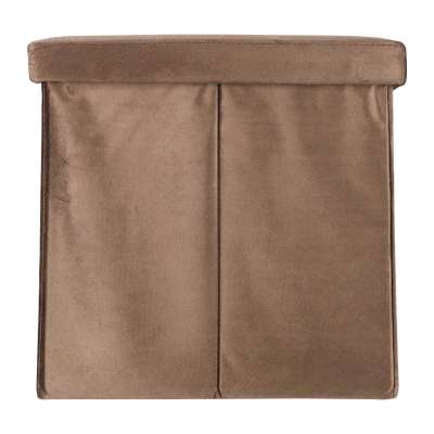 Foldable velour ottoman with under-seat storage 76x38x38 cm brown