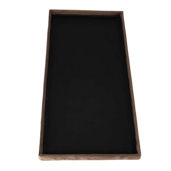 Foldable velour ottoman with under-seat storage 76x38x38 cm brown