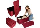 Foldable velour ottoman with under-seat storage 76x38x38 cm burgundy 1