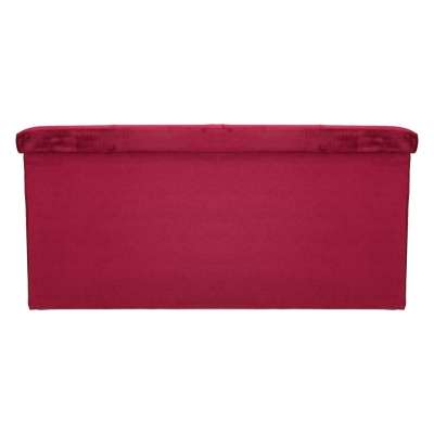 Foldable velour ottoman with under-seat storage 76x38x38 cm burgundy