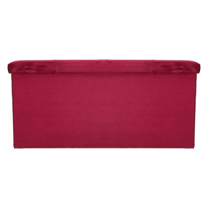 Foldable velour ottoman with under-seat storage 76x38x38 cm burgundy