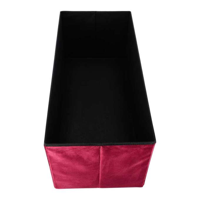 Foldable velour ottoman with under-seat storage 76x38x38 cm burgundy
