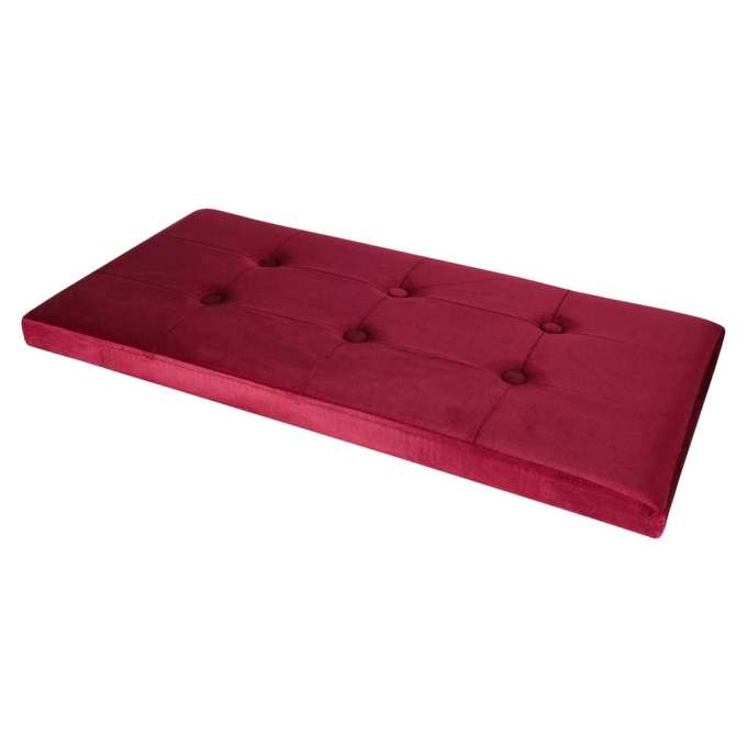 Foldable velour ottoman with under-seat storage 76x38x38 cm burgundy