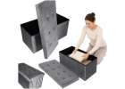 Foldable velour ottoman with under-seat storage 76x38x38 cm gray 1