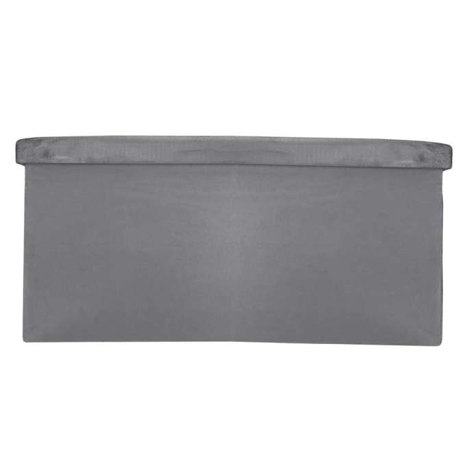 Foldable velour ottoman with under-seat storage 76x38x38 cm gray