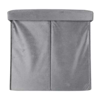 Foldable velour ottoman with under-seat storage 76x38x38 cm gray