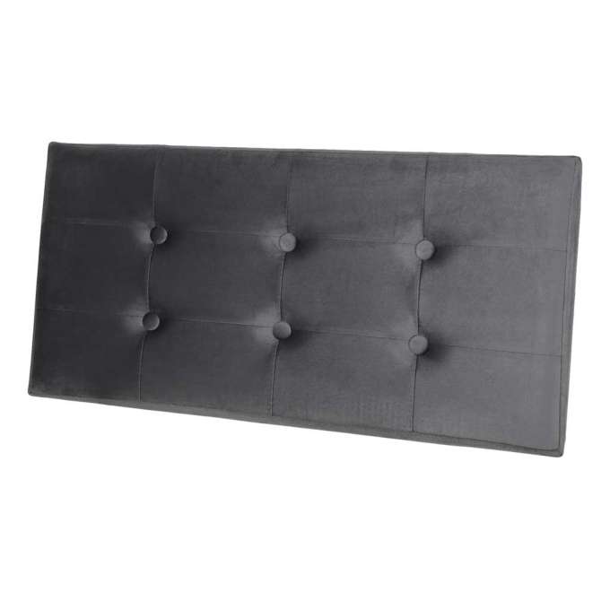 Foldable velour ottoman with under-seat storage 76x38x38 cm gray