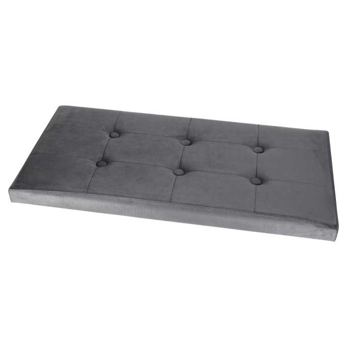 Foldable velour ottoman with under-seat storage 76x38x38 cm gray