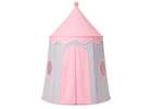 Folding castle playhouse tent for kids' rooms gray and pink 2