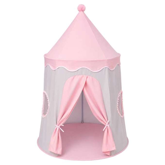 Folding castle playhouse tent for kids' rooms gray and pink