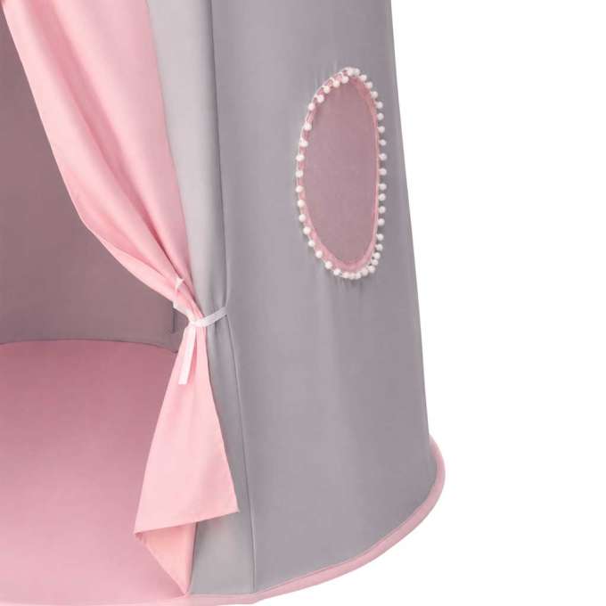 Folding castle playhouse tent for kids' rooms gray and pink
