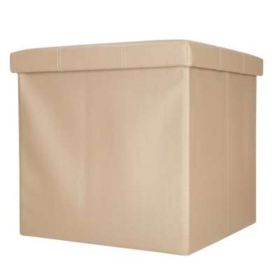 Folding pouf with under-seat storage eco-leather 38x38x36 cm beige