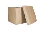 Folding pouf with under-seat storage eco-leather 38x38x36 cm beige 6